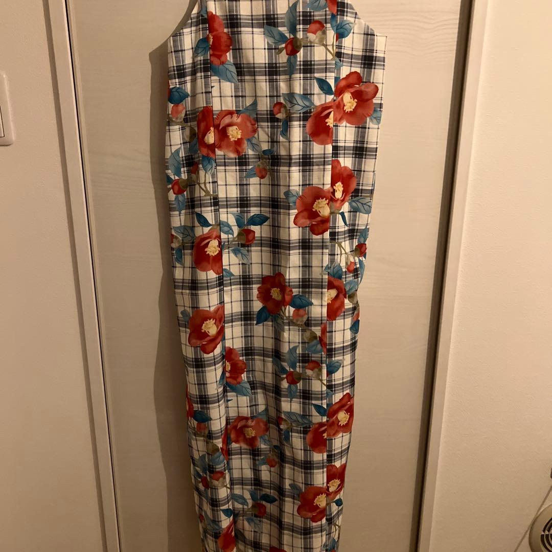 【クティールとレトロ】2wayレトロ浴衣セット 花柄チェックカーディガン風浴衣