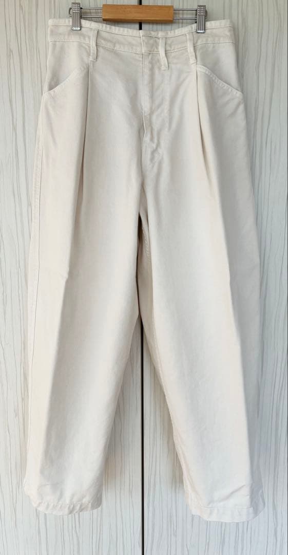 LEMAIRE プリーツ ワークウェア パンツ オフホワイト