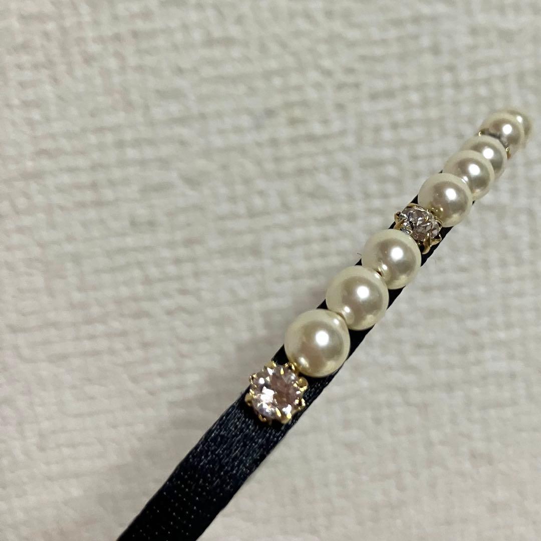 【美品】Complex Biz ポライトシェルパールヘアバンド　ブラック