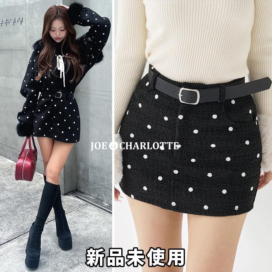 ダーリッチ darich ドットツイードベルトミニスカート ブラック BLK M