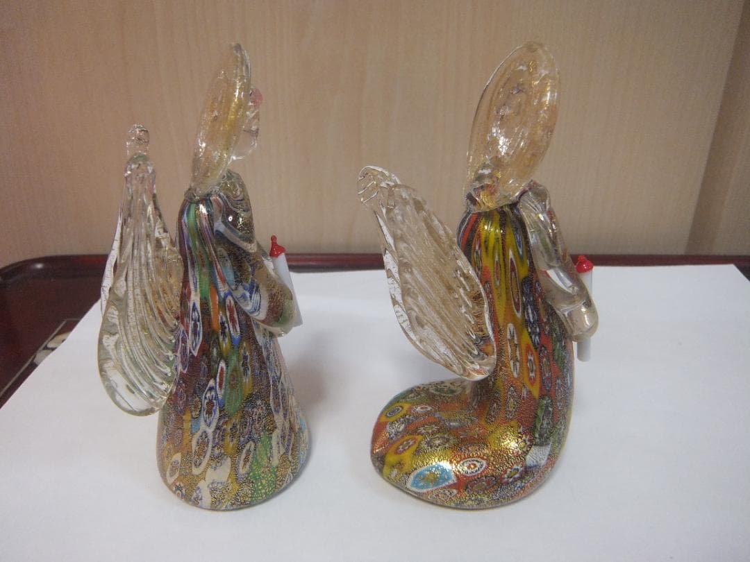 ベネチアングラス、飾り物、天使、ペアー