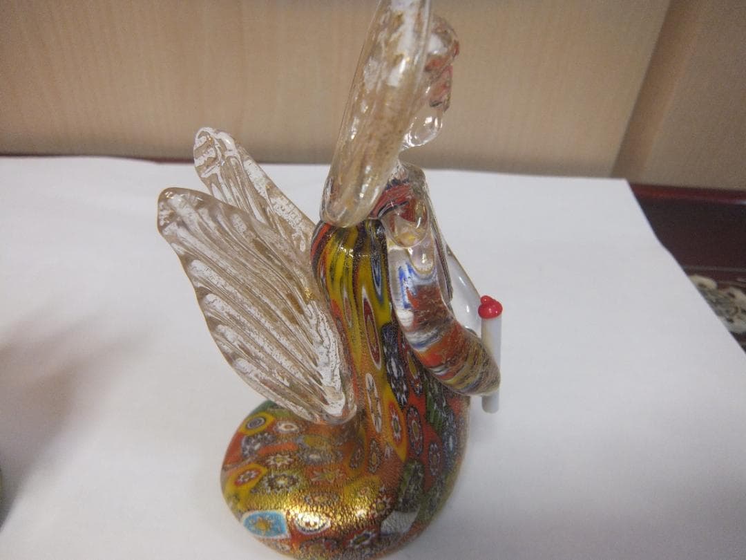 ベネチアングラス、飾り物、天使、ペアー