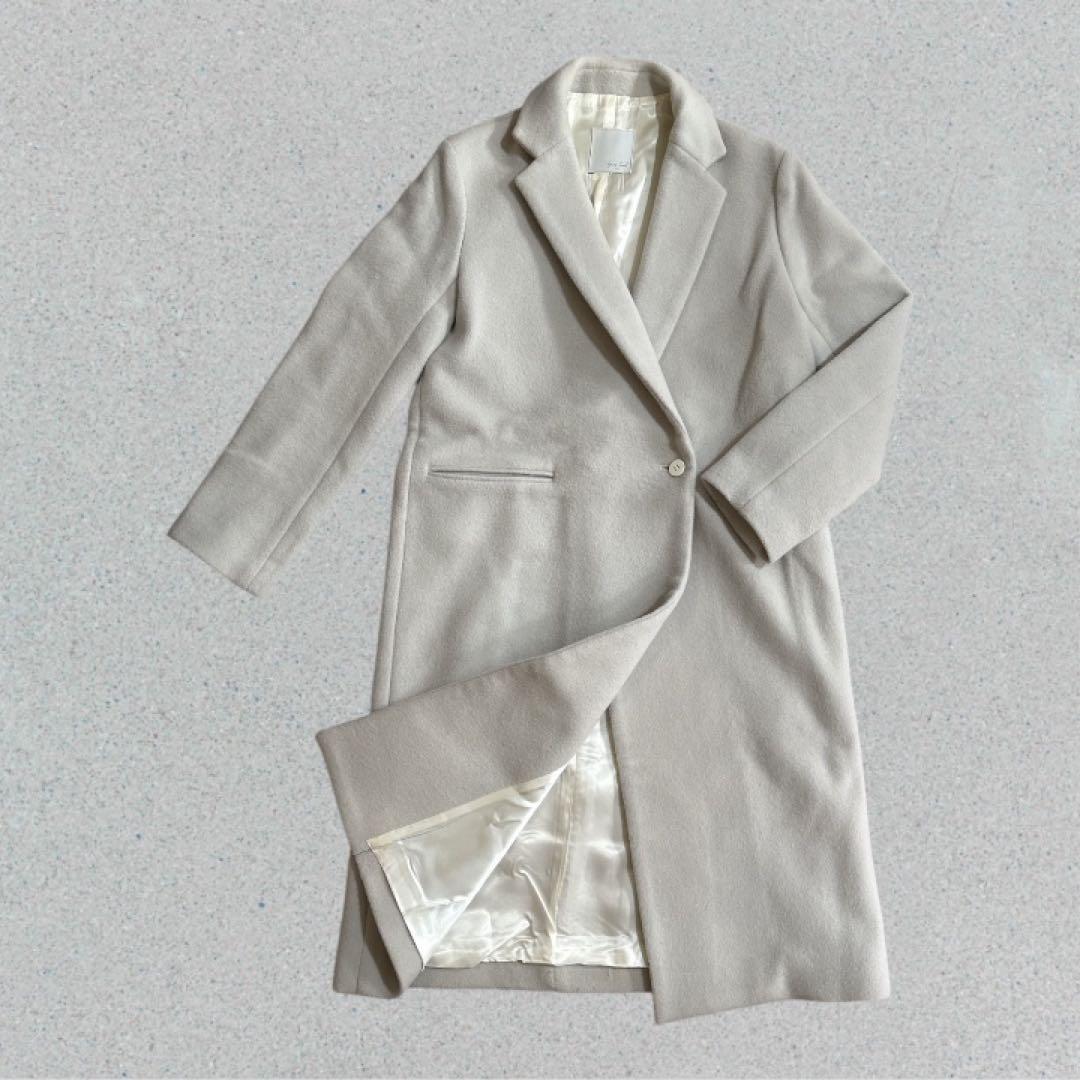 美品 上質・白ウールロングコート ガリャルダガランテ取扱　毛92%