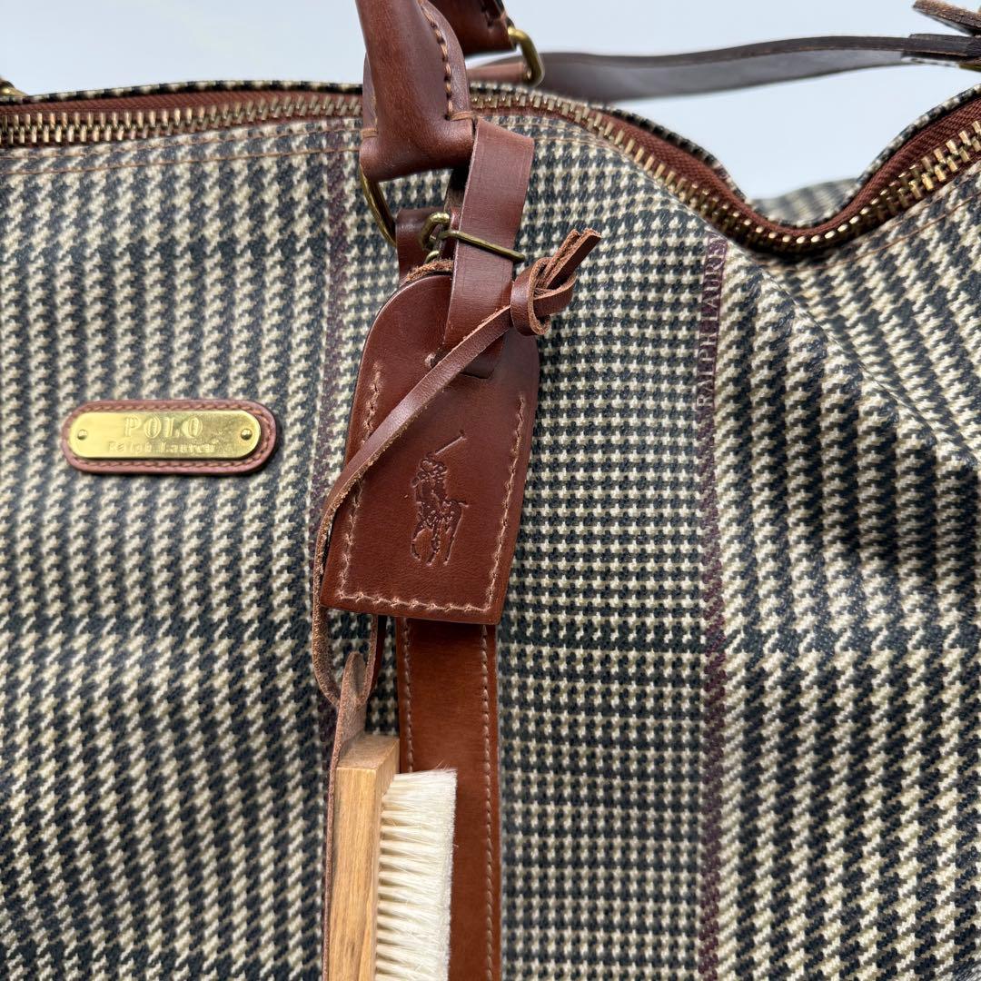 ポロ ラルフローレン PVC レザー 大容量 ボストンバッグ 千鳥柄