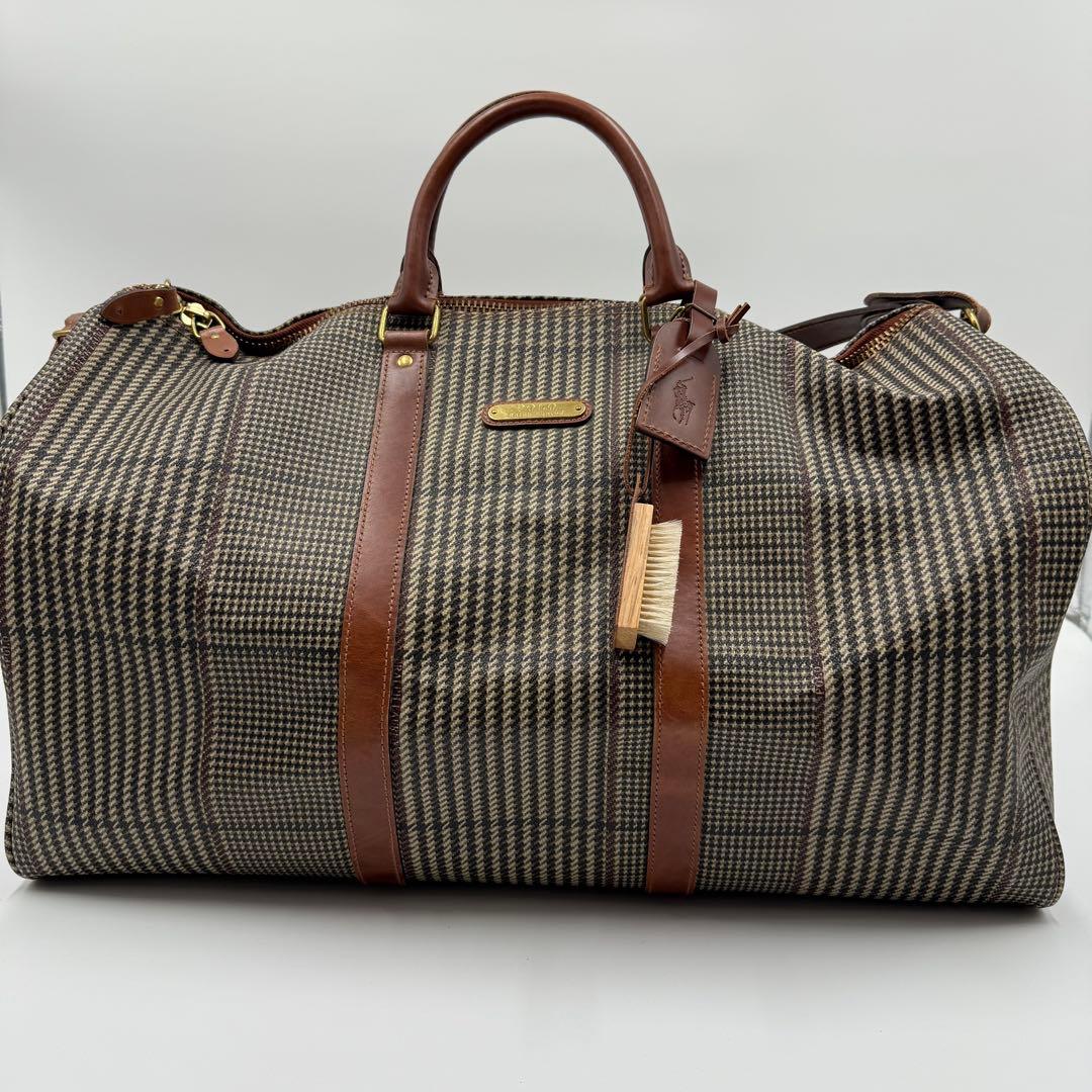 ポロ ラルフローレン PVC レザー 大容量 ボストンバッグ 千鳥柄