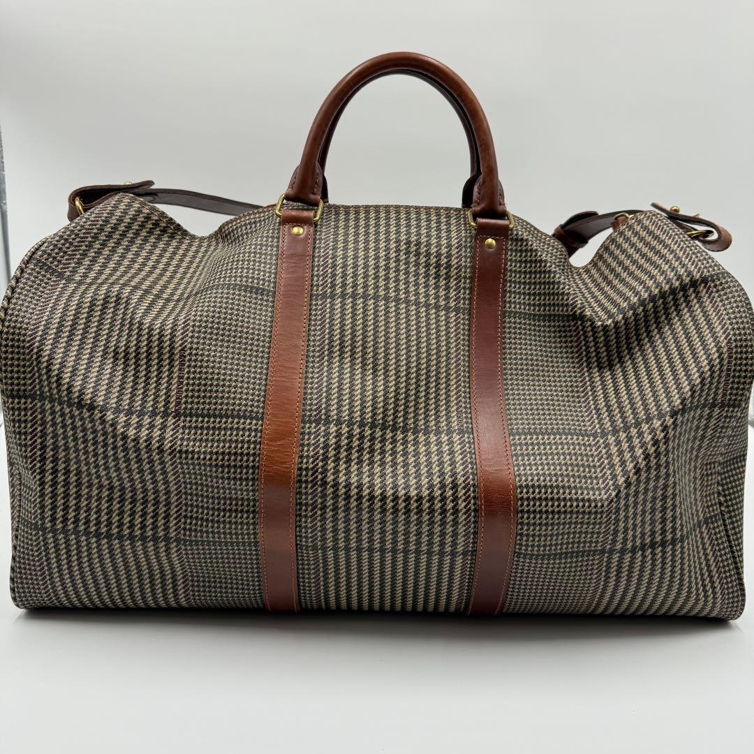 ポロ ラルフローレン PVC レザー 大容量 ボストンバッグ 千鳥柄