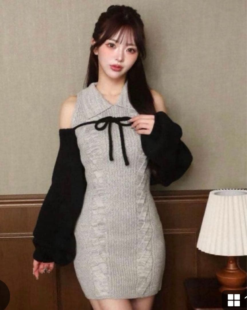 Darichi ショートボレロニットミニワンピース　フリーサイズ