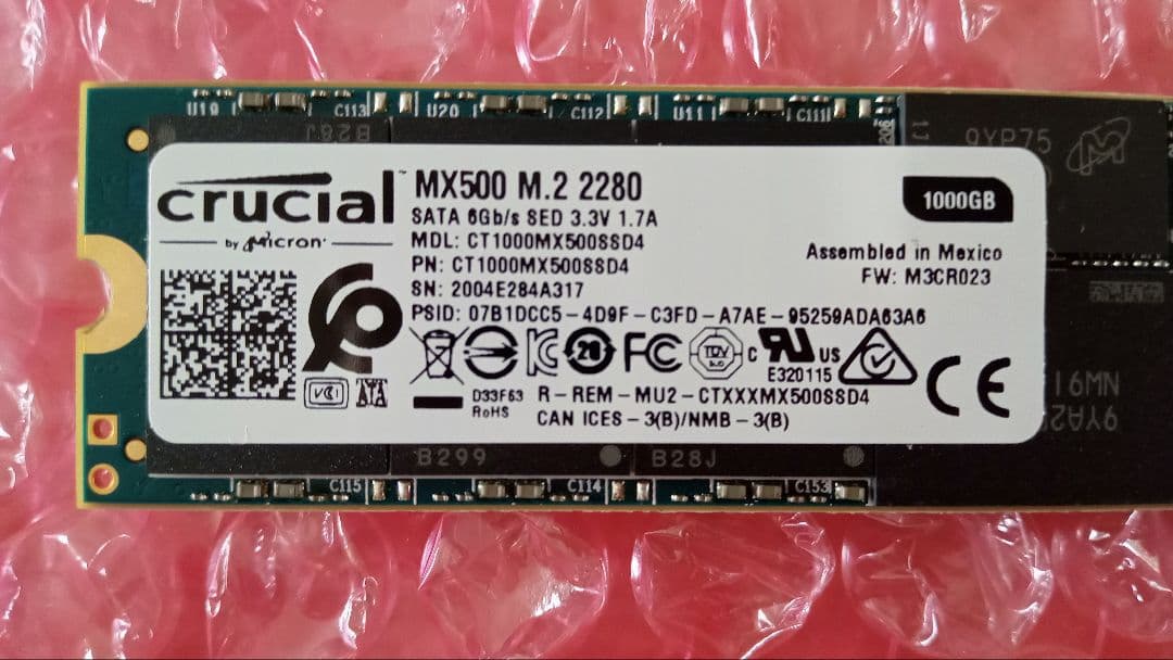 Crucial SSD M.2 1000GB MX500シリーズ　②