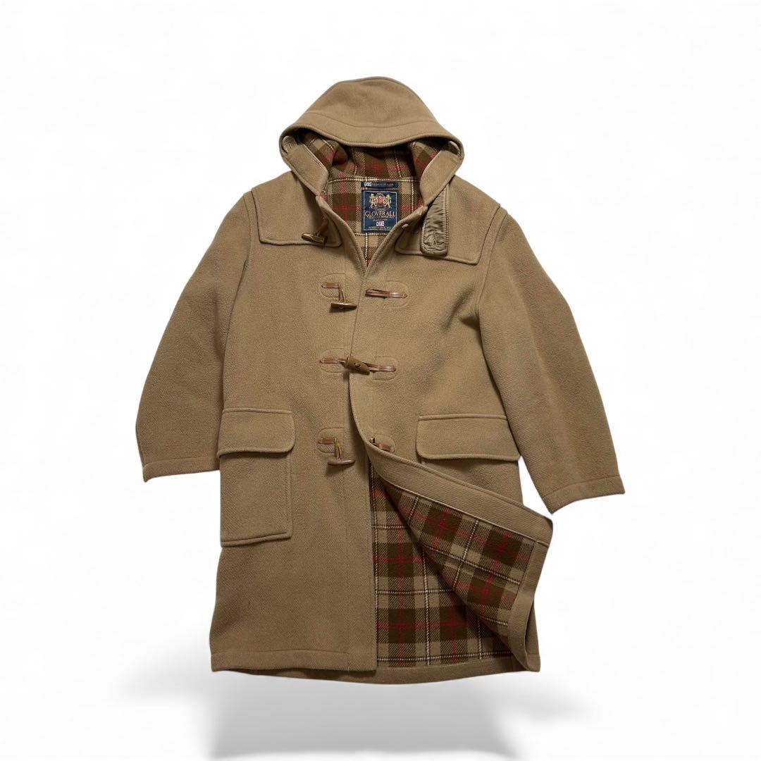 美品 グローバーオール ダッフルコート 英国製 チェック ウール US 40