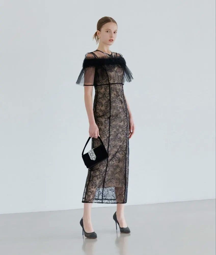 【LEJA】3WAYフラワーチュールアシンメトリーIラインドレス