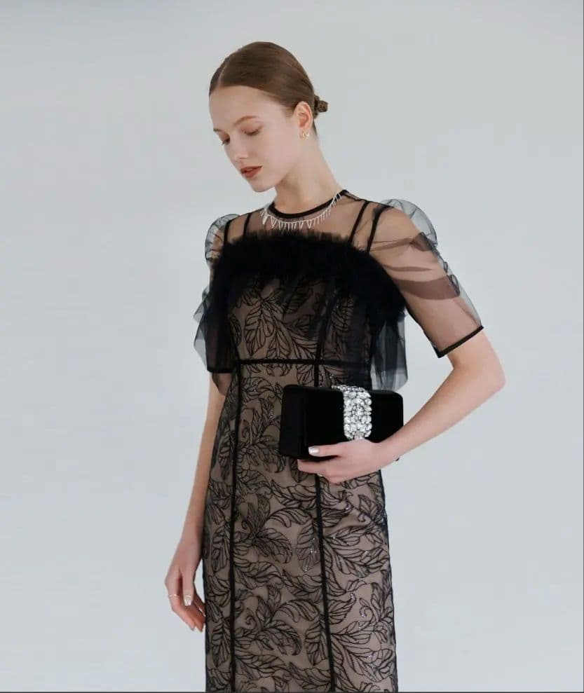 【LEJA】3WAYフラワーチュールアシンメトリーIラインドレス