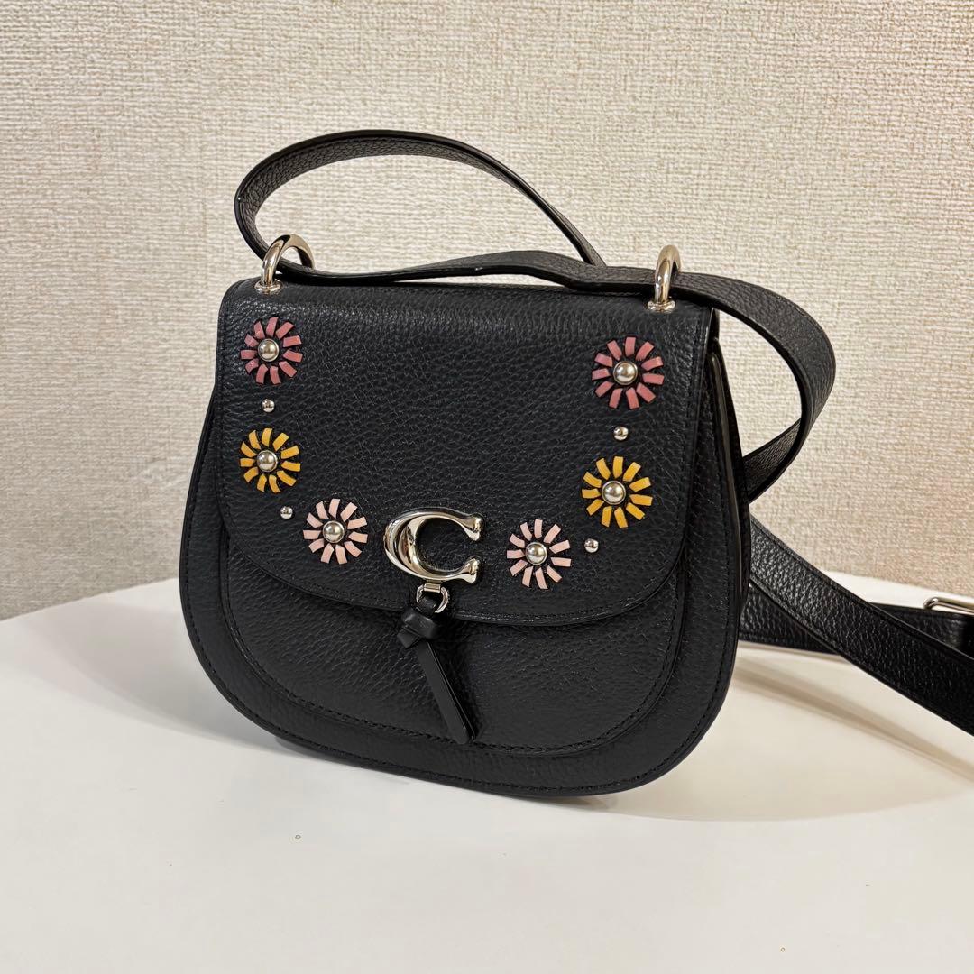 coach 花柄 レザー ショルダーバッグ