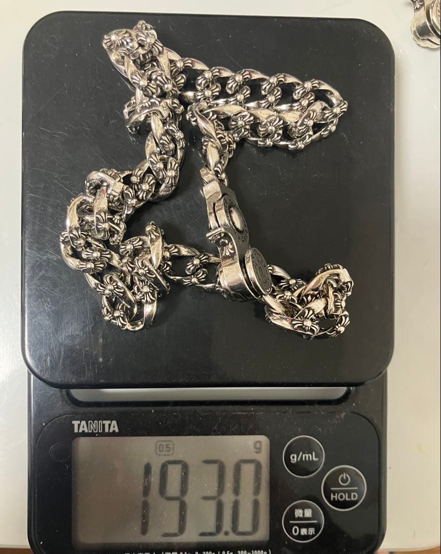 シルバー 925刻印フローラルクロス ウォレットチェーン 193.0g