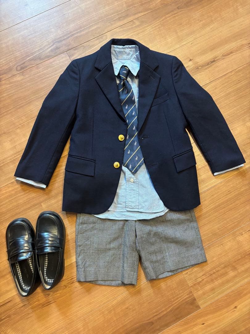 【ラルフローレン120cmスーツ5点】スーツ上下、ネクタイ、シャツ、靴20cm