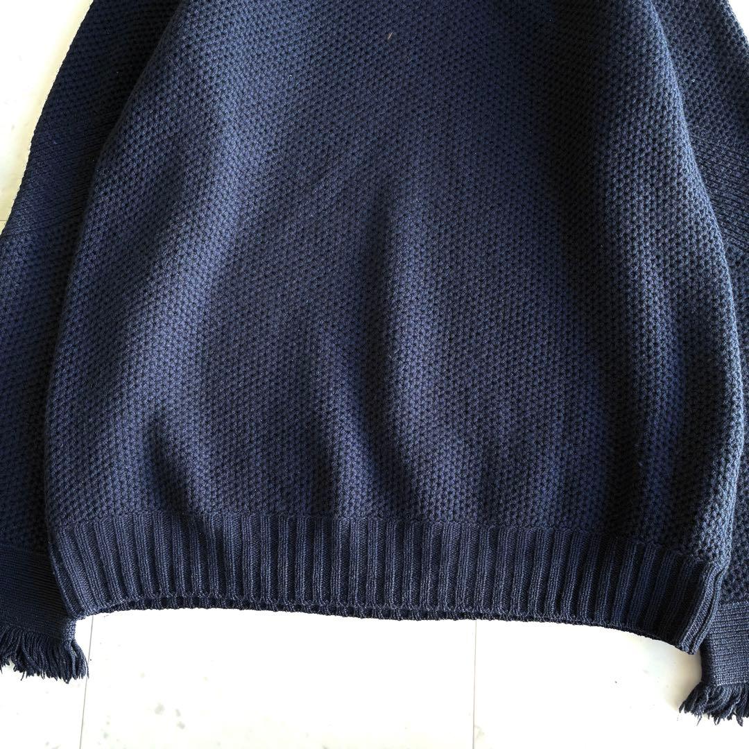 sacai サカイ 長袖フリンジニット ダークネイビー サイズ3