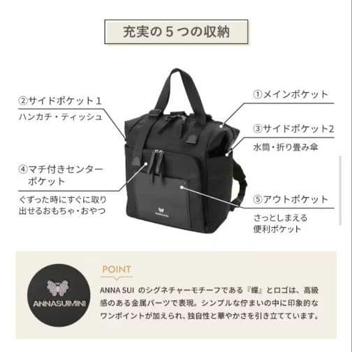 極美品✨ANNA SUI mini　3way　ペアレンツバッグ マザーズ　蝶