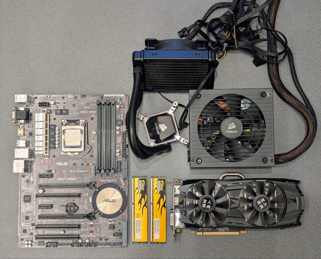 【セット】ASUS H97-PRO、i5-4690k、GTX-1060OC、他