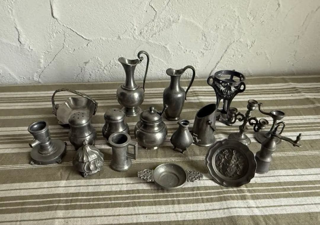 フランスアンティーク　ミニチュア金属製アンティーク雑貨14点セット