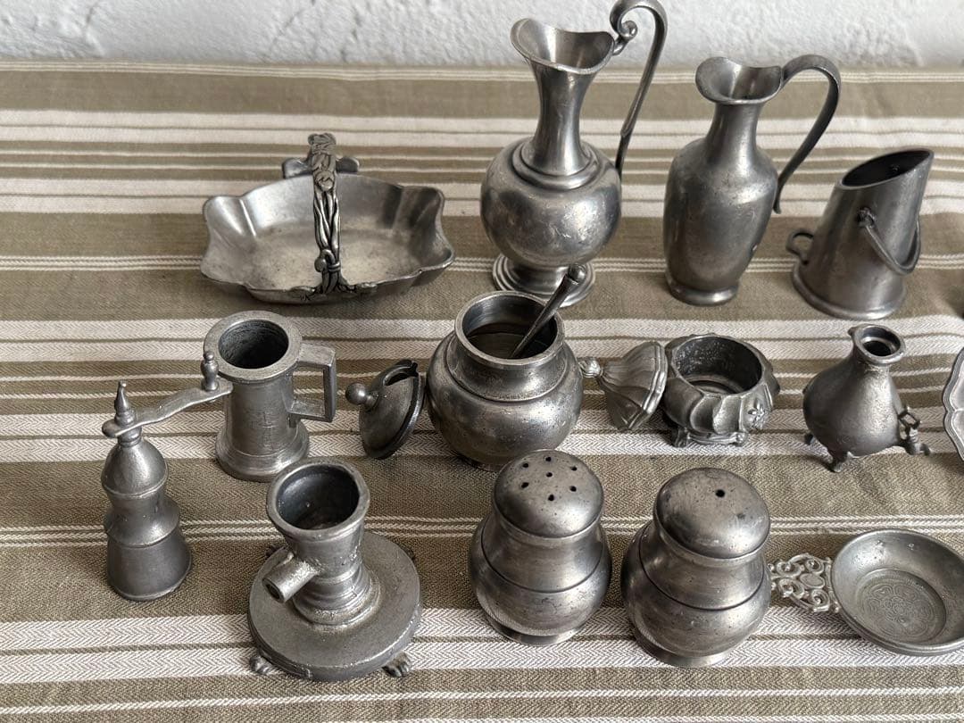 フランスアンティーク　ミニチュア金属製アンティーク雑貨14点セット