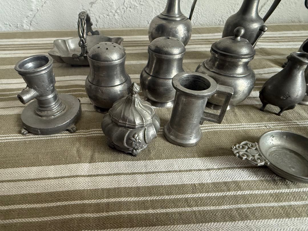 フランスアンティーク　ミニチュア金属製アンティーク雑貨14点セット