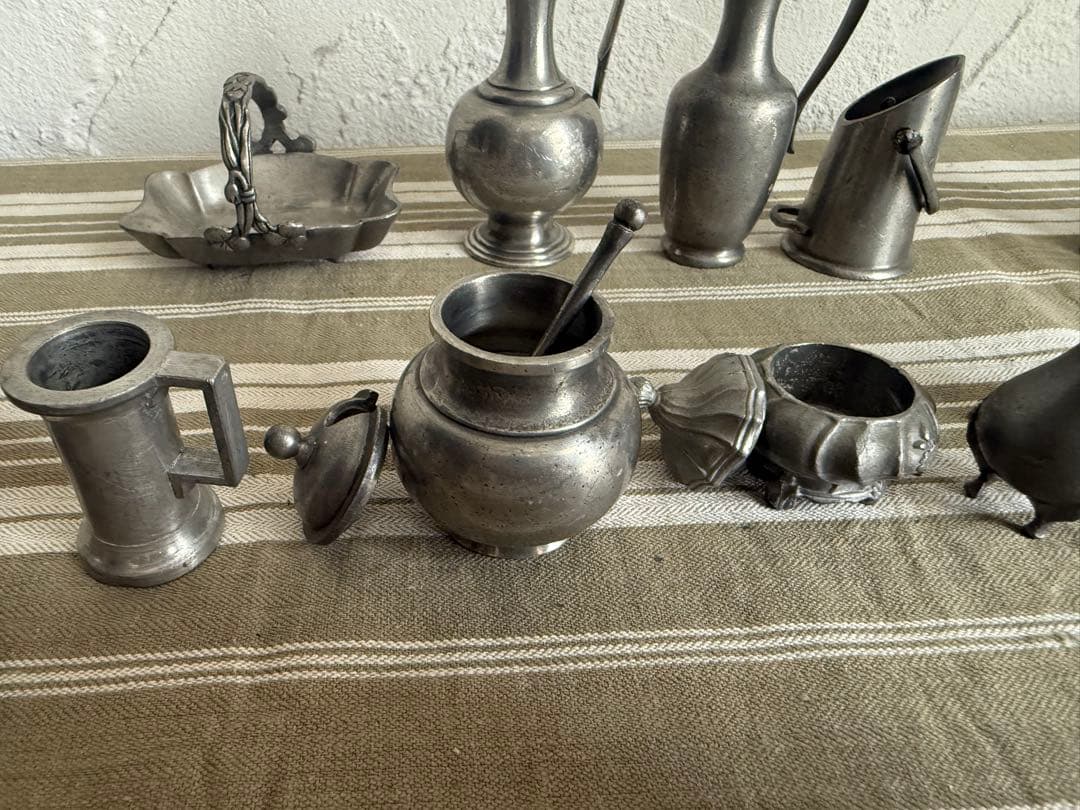 フランスアンティーク　ミニチュア金属製アンティーク雑貨14点セット