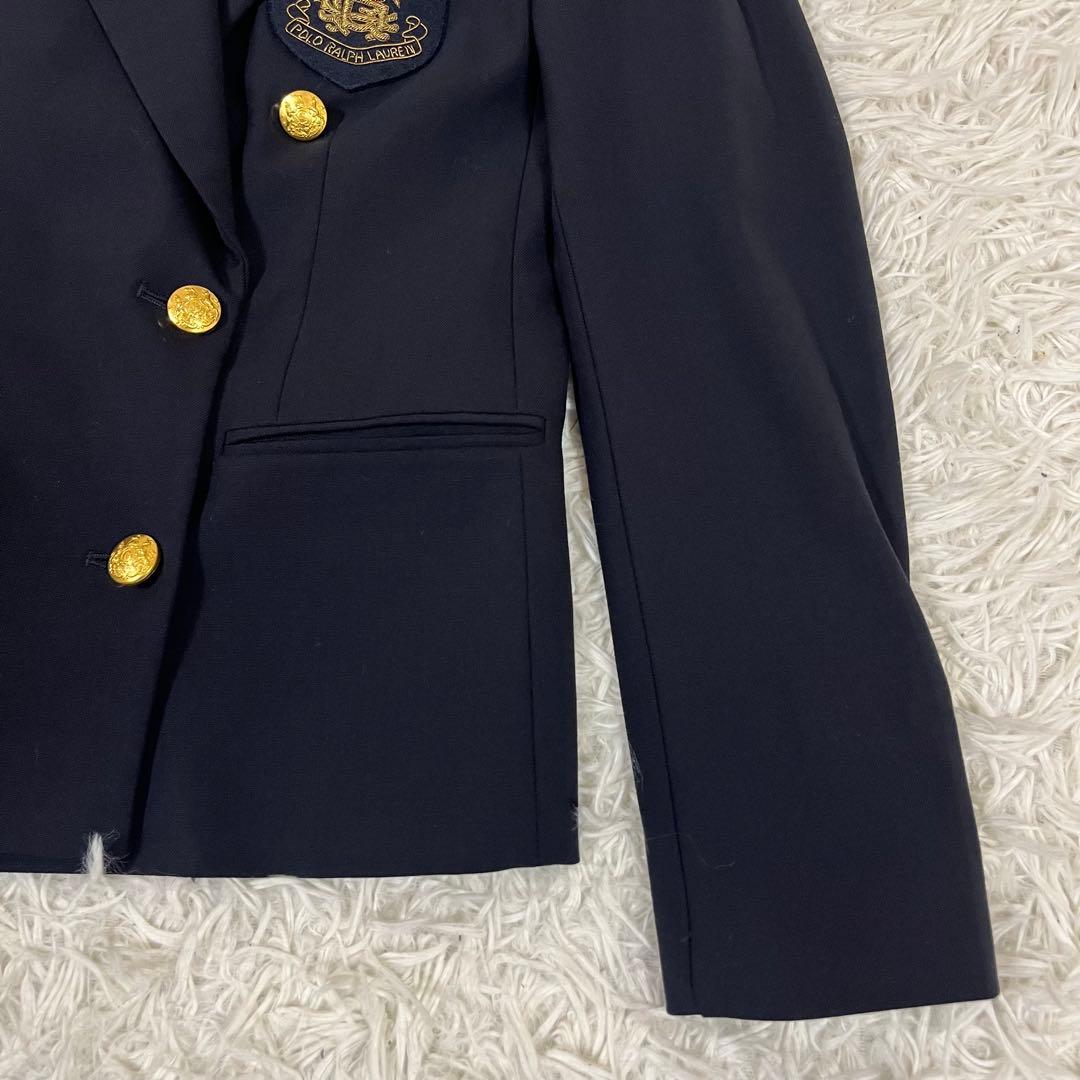 極美品❣️ポロ ラルフローレン 紺ブレ ダブル ワッペン 金ボタン ストレッチ