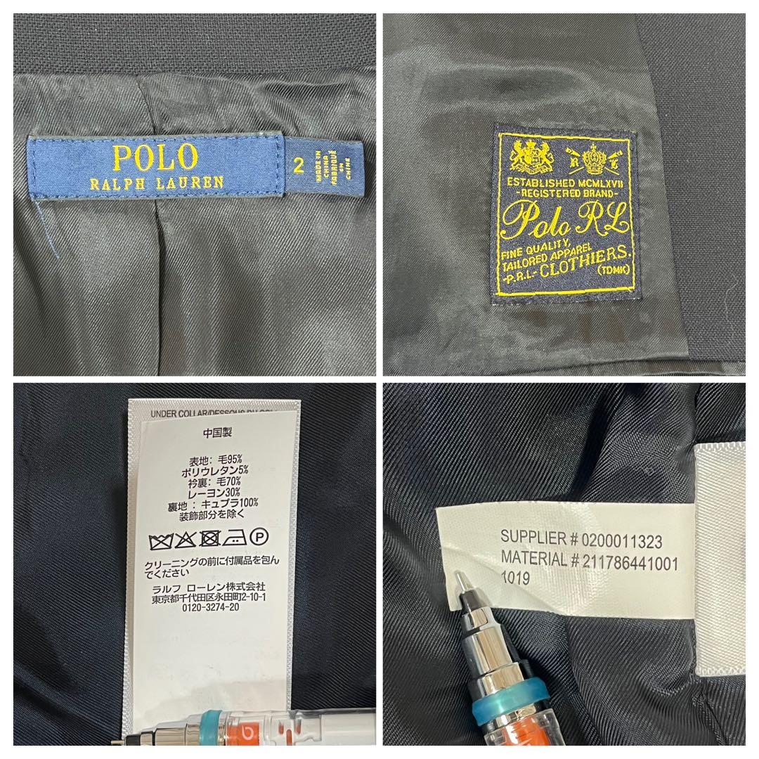 極美品❣️ポロ ラルフローレン 紺ブレ ダブル ワッペン 金ボタン ストレッチ