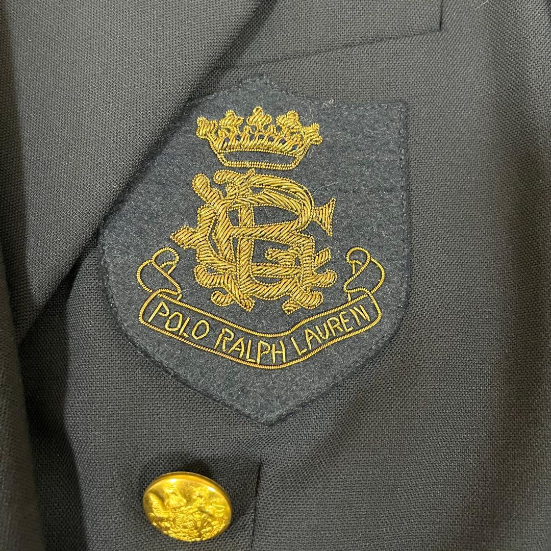 極美品❣️ポロ ラルフローレン 紺ブレ ダブル ワッペン 金ボタン ストレッチ