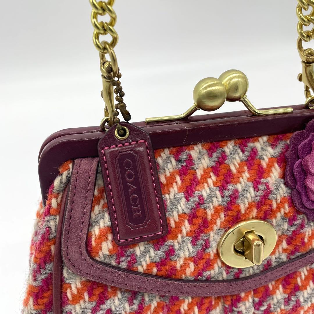 バッグ Coach handbag with clasp turnlock tweed