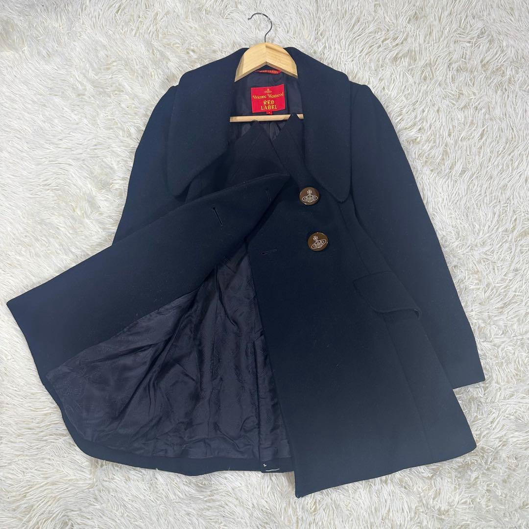 ヴィヴィアンウエストウッドレッドレーベルピーコートオーブボタンブラック総柄 2