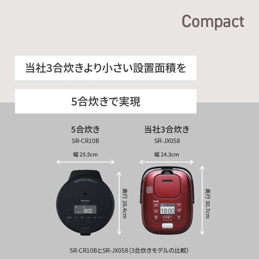 Panasonic SR-CR10B 炊飯器 5合炊き ブラック
