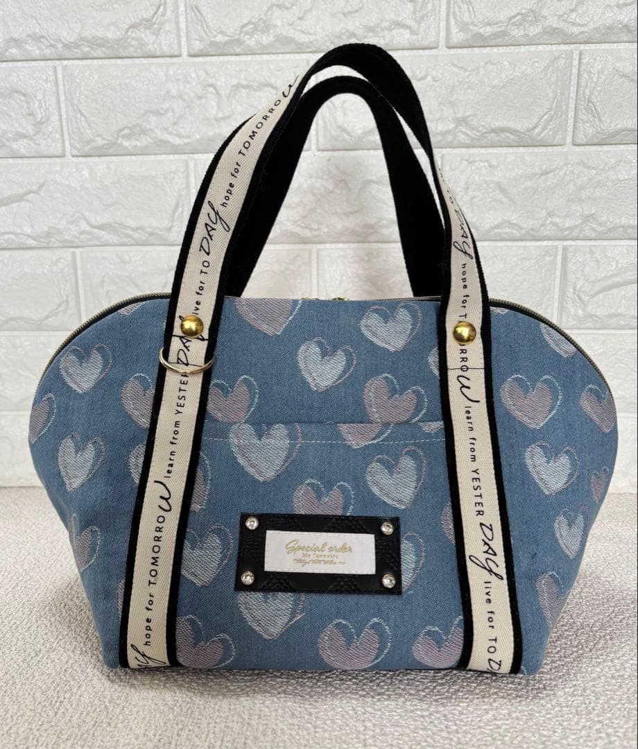 黒*こ様 コヤンイサムチョン　シェル型バッグ　ジョーズくん　ハート柄デニム　ねこ