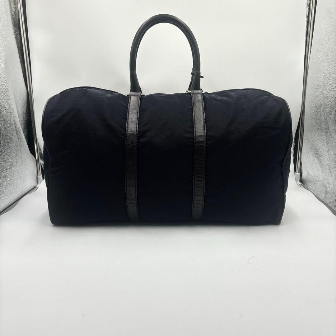 美品 プラダ ボストンバッグ ナイロン サフィアーノ 白タグ 大容量 ブラック