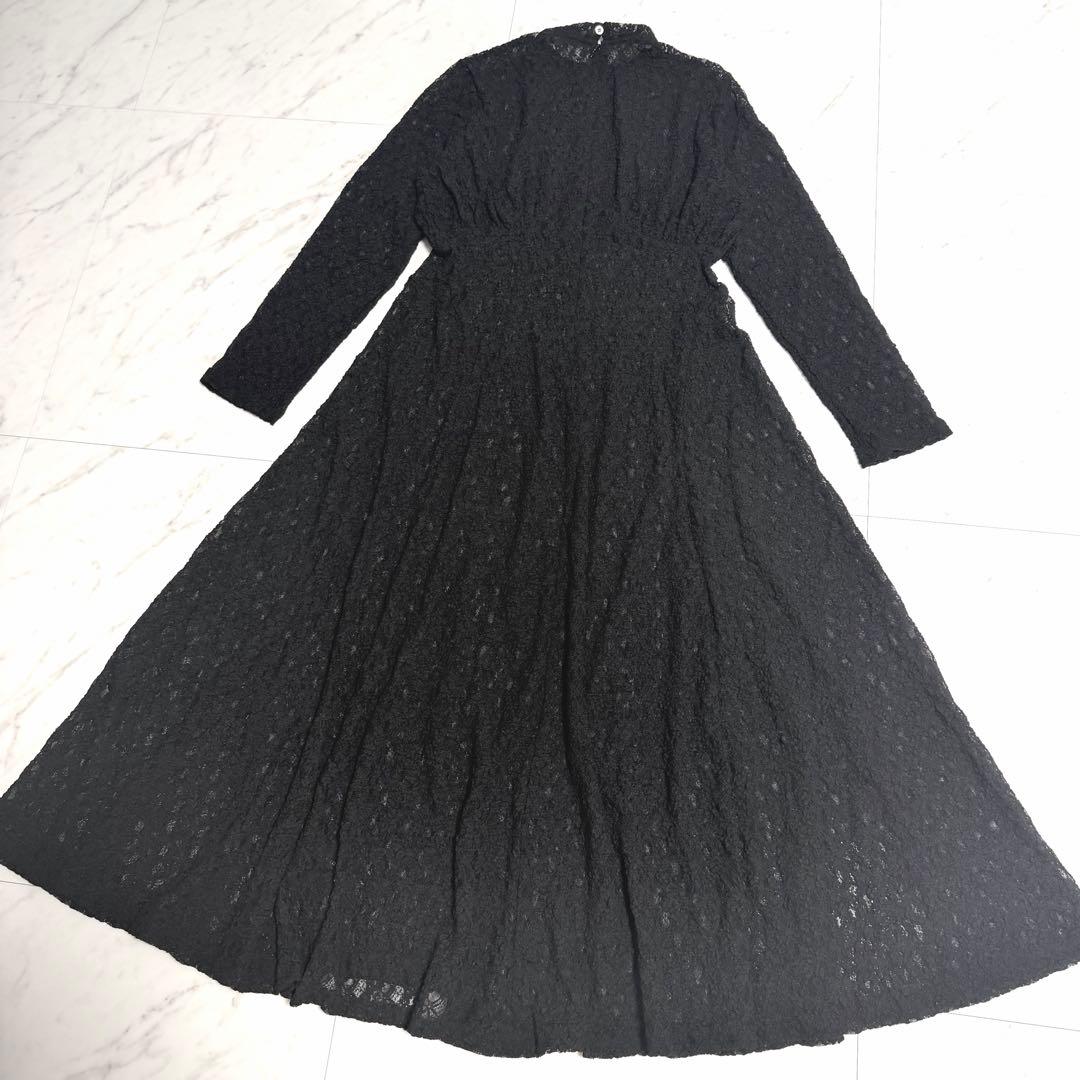 【美品】完売品✨️アニュアンス ヴィンテージ レース ドレス ロング 黒 美ライン