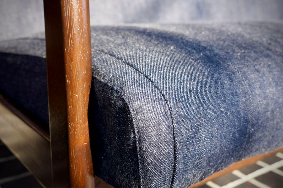 【カリモク60】 Kチェア デニムソファ 岡山産セルビッチデニムリメイクモデル