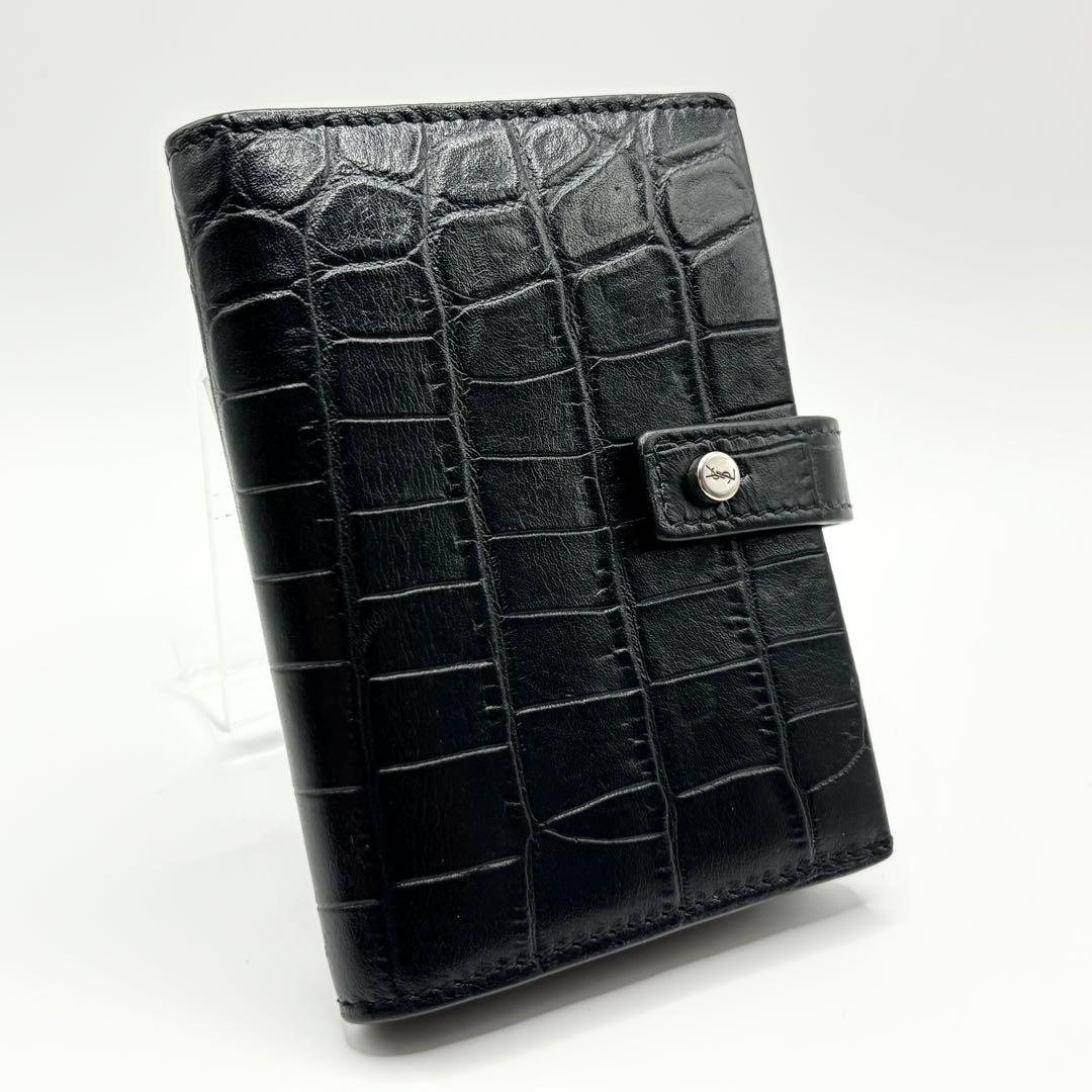 ✨極美品✨サンローラン　カードケース　カサンドラ　ロゴ　クロコ　型押し　レザー