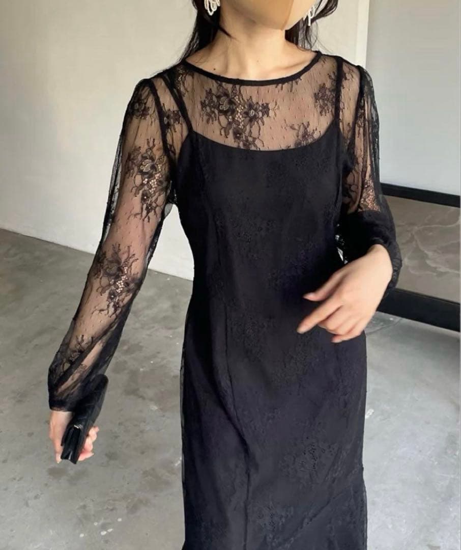 nairo レディシルエットレースドレス