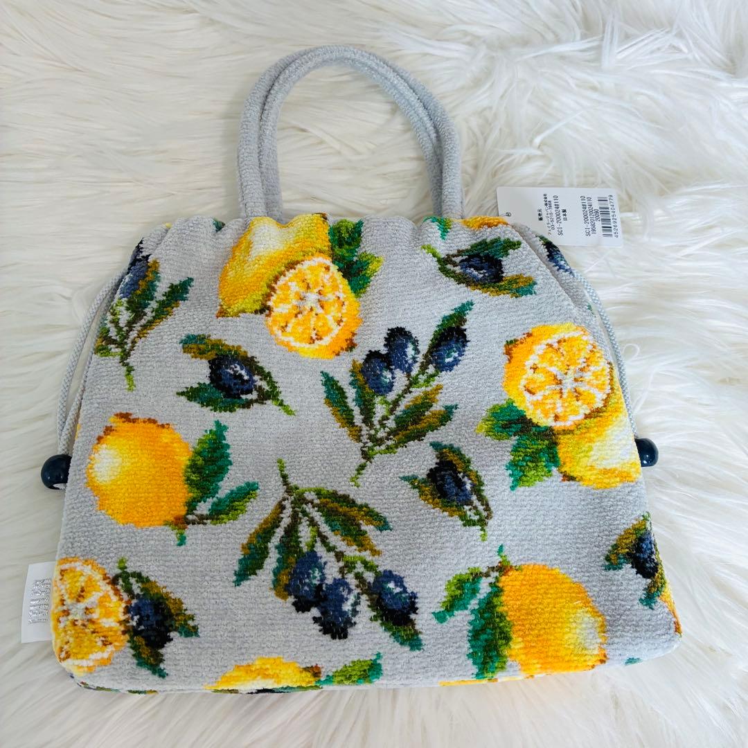 未使用✨FEILER シチリアーノ レモン 持ち手付き巾着バッグ ANA限定