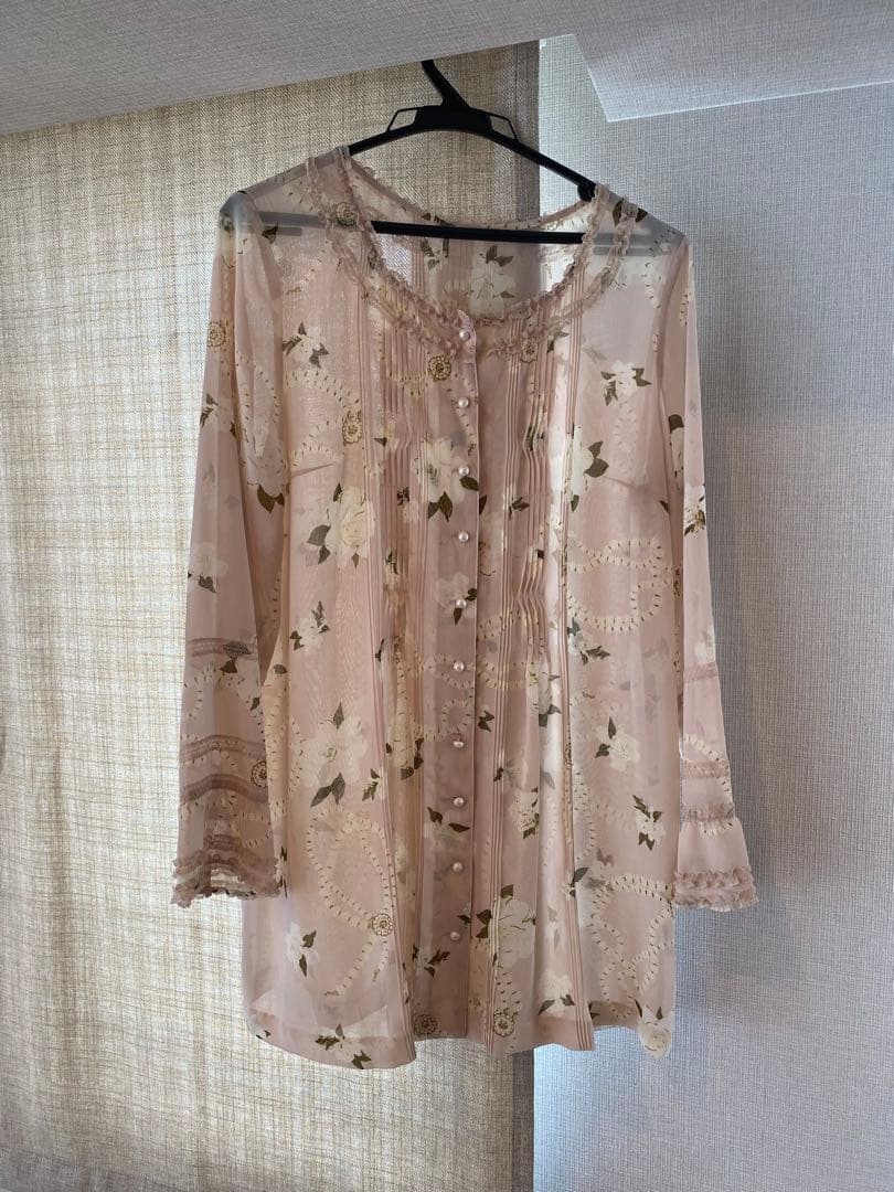 美品インゲボルグチュニック⭐️薄ピンクカメリアプリント