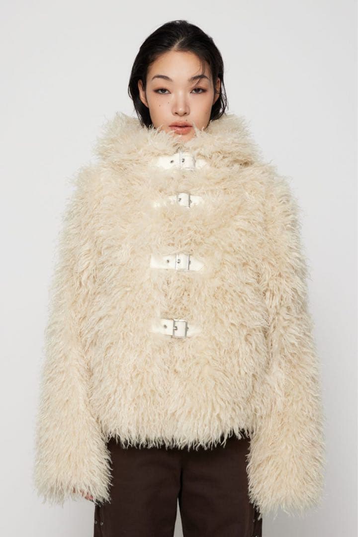 LONG FAUX FUR BELTED ジャケット