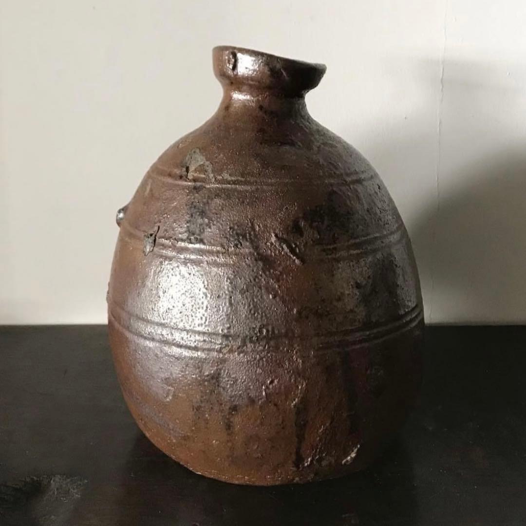 能野焼 種子島焼 徳利 花生 江戸時代 苗代川焼 黒薩摩 黒もん 古美術 民藝