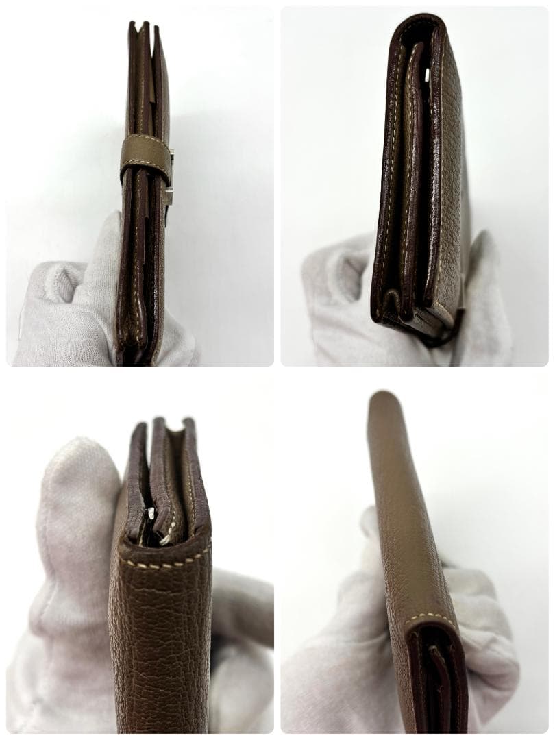 【美品】エルメス ベアン 長財布 エトゥープ シルバー金具 箱付き 本物