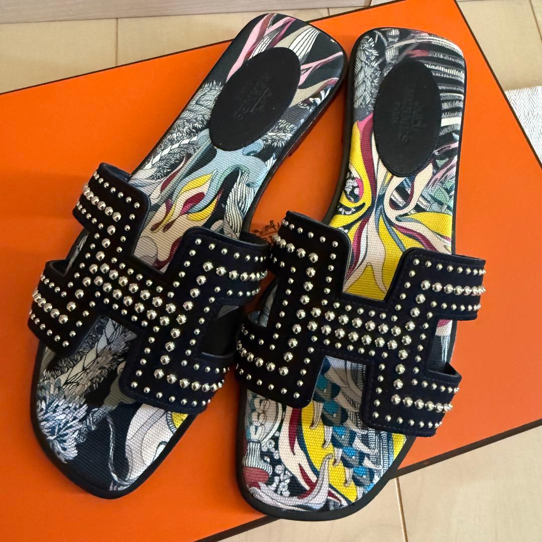 エルメス　HERMES オラン スタッズ サンダル　36