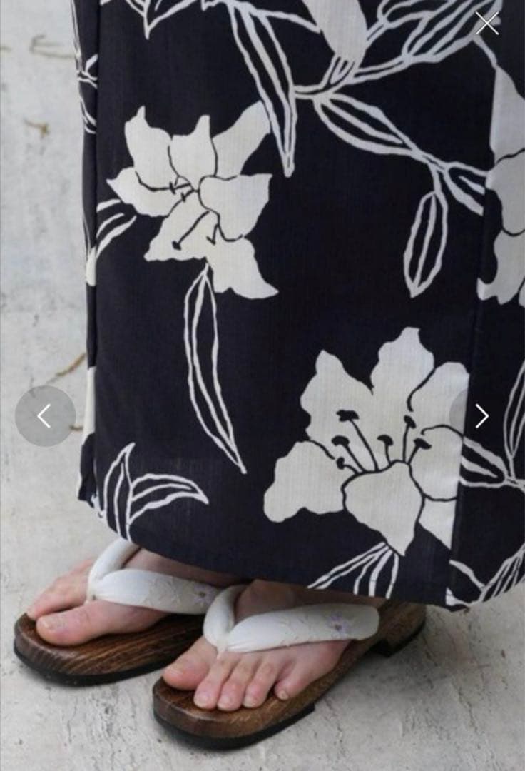 【utatane×Acka.】浴衣3点セット 百合 navy ネイビー