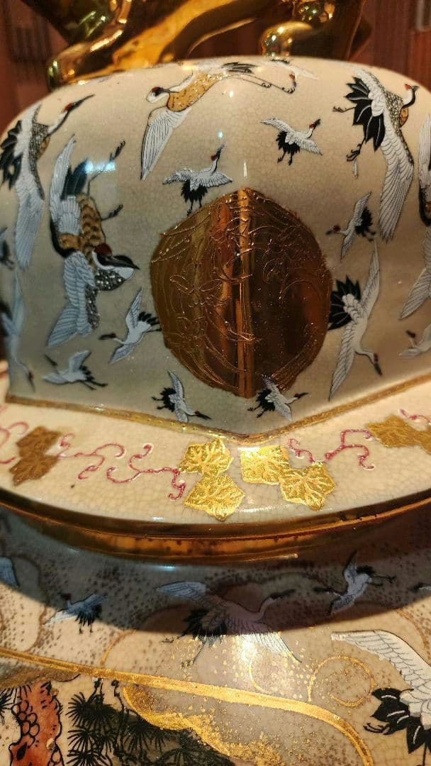 薩摩焼 特大 飾り壺 大壺 金襴手 金彩