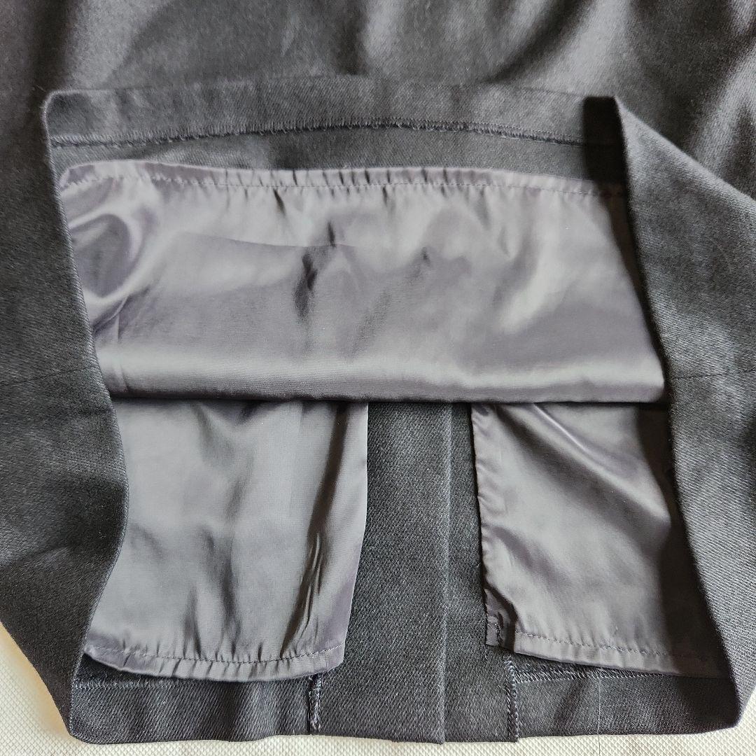 アンタイトル　ウール混キーネックワンピース　スリットネック　XL　2L　濃紺