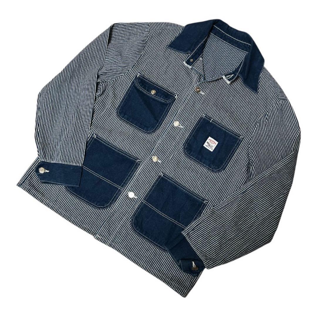 90s USA製 POINTER BRAND ヒッコリー切替 カバーオール 40