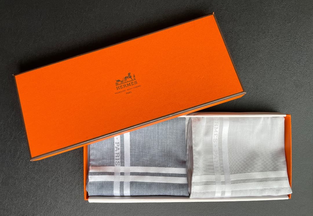 HERMES PARIS ストライプ ハンカチ 2枚セット