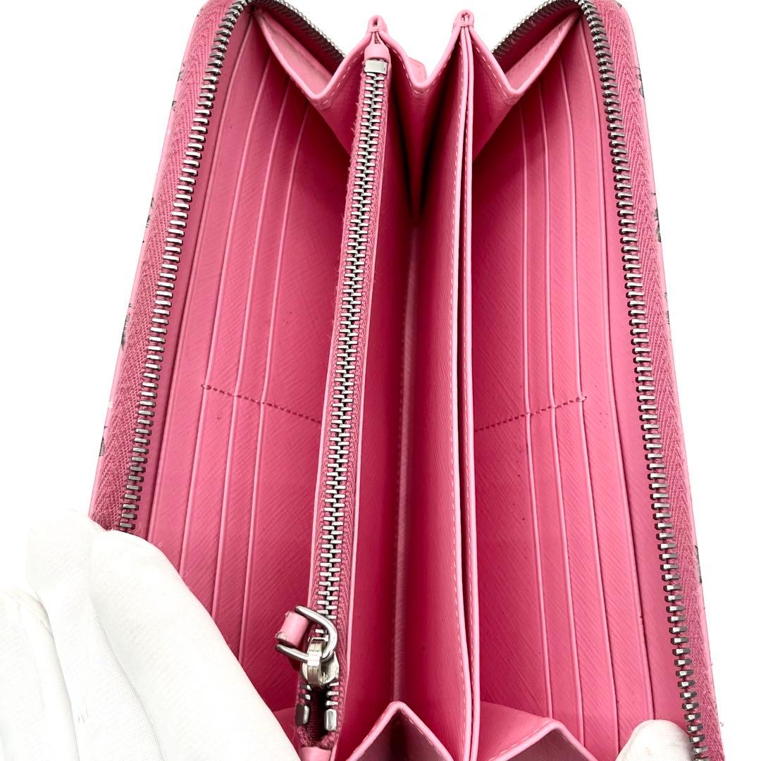 【希少】PRADA ラウンドファスナー　エレファント　ゾウ　動物　レザー　ピンク