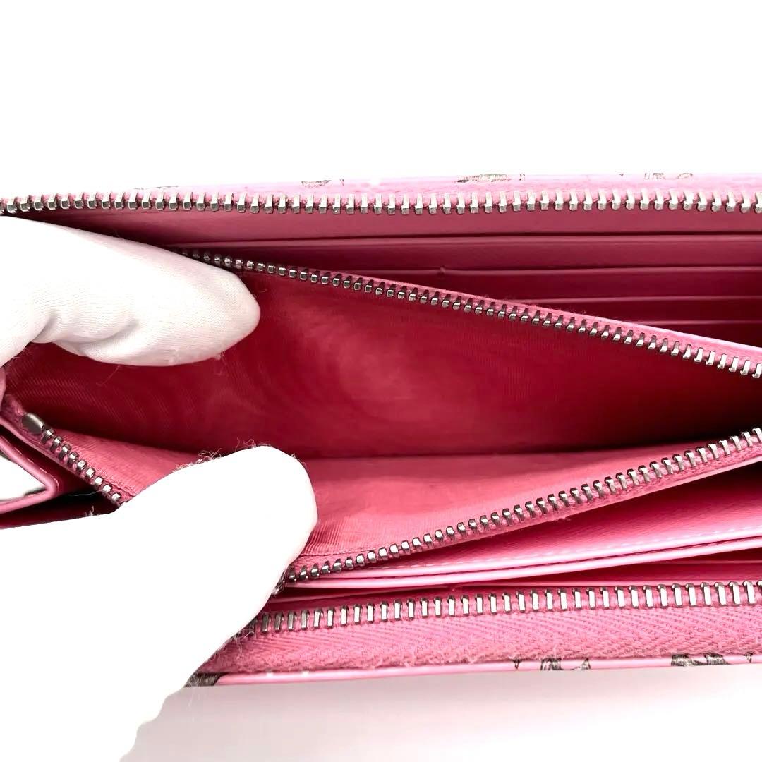 【希少】PRADA ラウンドファスナー　エレファント　ゾウ　動物　レザー　ピンク